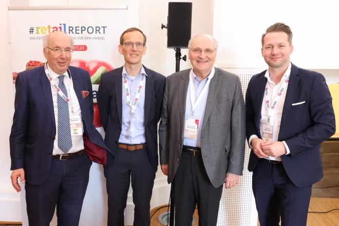 Christoph Badelt (2.v.re.) und Jürgen Bierbaumer (2. v. li.) mit Stephan Mayer-Heinisch und Rainer Will