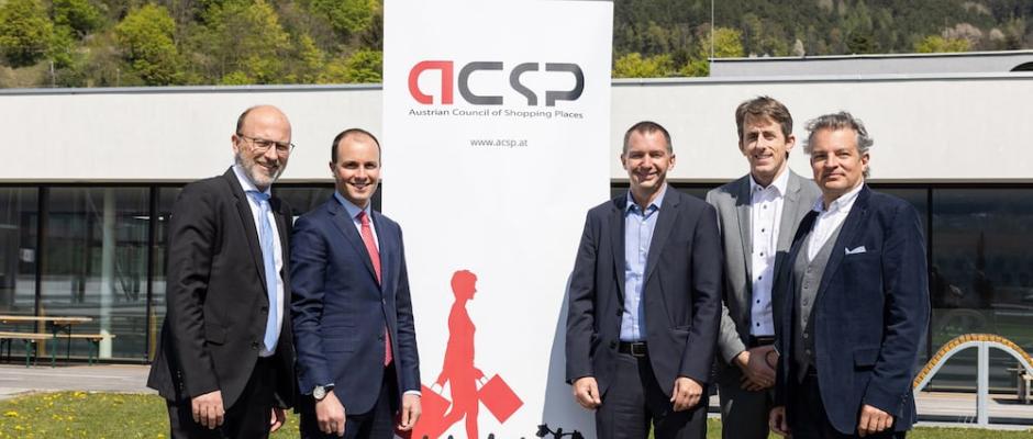 Das Vorstandsteam des Austrian Council of Shopping Places: (v.l.n.r.): Christoph Andexlinger, Paul Douay, Roman Schwarzenecker, Stefan Krejci, Gernot Zöhrer