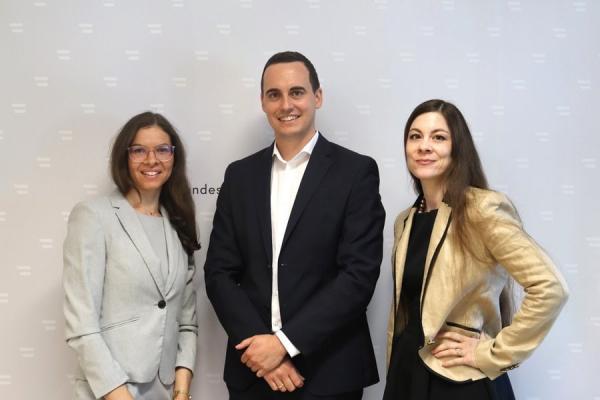 Die neuen BWB Generaldirektorinnen-Stellvertreter:innen vorgestellt: v.l.n.r: Lisa Pötzelsberger, Matthias Ranftl, Beatrix Krauskopf