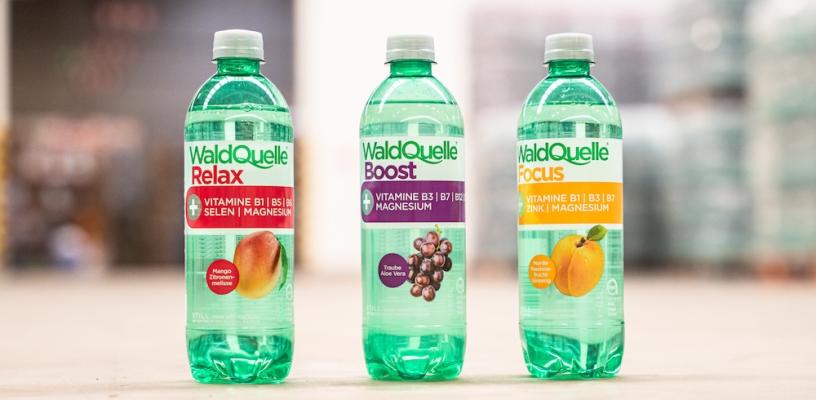 Die Functional Waters von Waldquelle punkten neben fruchtigem Geschmack mit einem Plus an zugesetzten Vitaminen und Mineralstoffen.