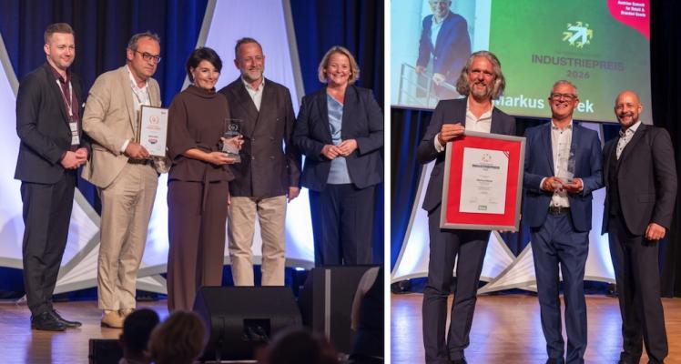 Tag des Handels 2026: Handelspreis ging an Fussl Modestraße (links) und Industriepreis an Markus Marek, Managing Director von Kelly.