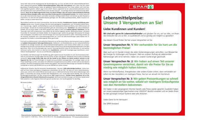 Der Handel wehrt sich gegen die Anschuldigungen der Politik: Gemeinsam mit dem Handelsverband (links) und Spar auch im Alleingang in den Märkten bei den Kunden.