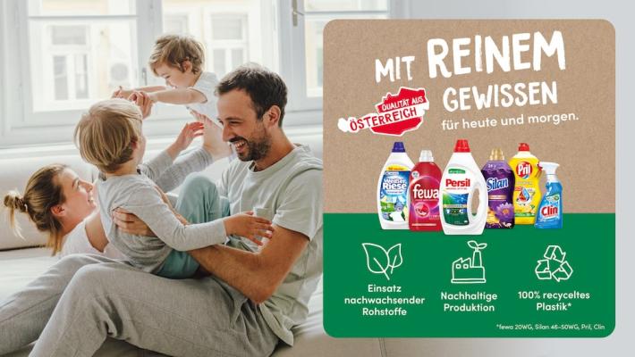 Im Rahmen der „Mit reinem Gewissen“-Promotion legt Henkel den Fokus auf den Einsatz nachwachsender Rohstoffe und nachhaltiger Energie in den Produktionsprozessen als Teil der Net-Zero Strategie bis zum Jahr 2045. 