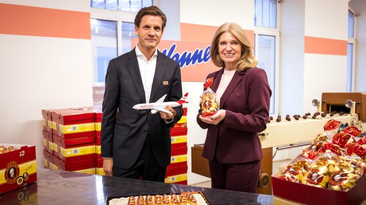 Manner CEO Dieter Messner und AUA CEO Annette Mann