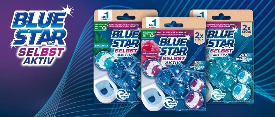 Mit der innovativen Selbst Aktiv-Reinigungstechnologie bringt Blue Star kontinuierliche Sauberkeit ins WC – rund um die Uhr.