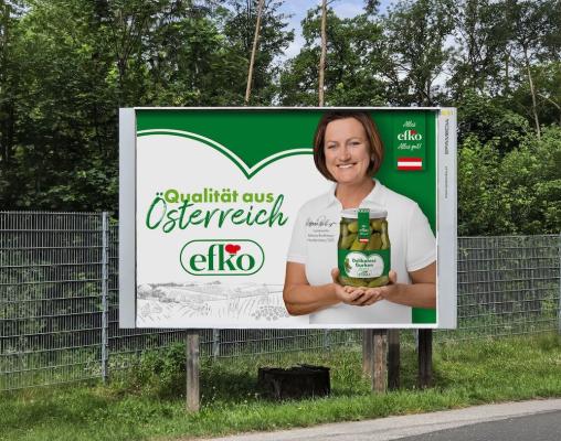 Auf mehr als 1.000 Plakaten macht efko den neuen Markenauftritt mit heimischen Landwirt österreichweit sichtbar.